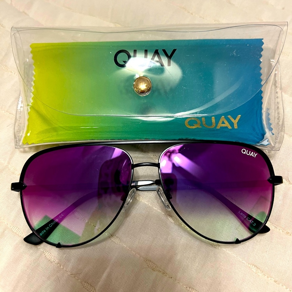 Quay mini high key aviators pink/purple lenses